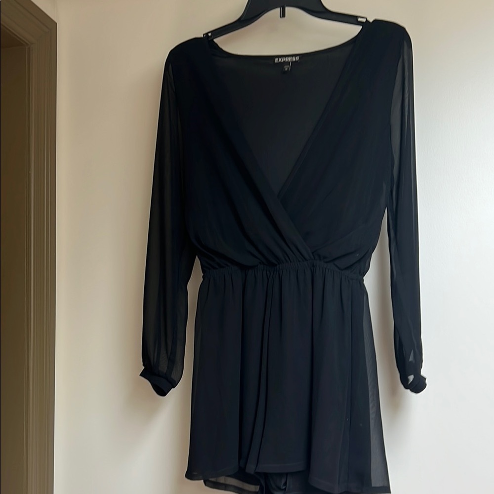Express Elegant Black Sheer Romper